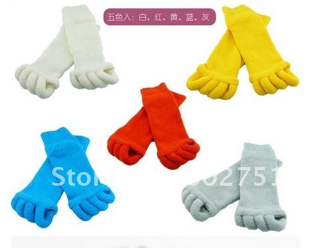 Free Shipping 10pairs/lot Happy Feet Foot Alignment Socks As Seen On TV Comfy Toes Sleeping Socks Massage Five Toe Socks