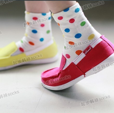 Free Shipping! 10pcs/lot A103 socks candy color dot combed cotton 100% cotton sock knee-high socks