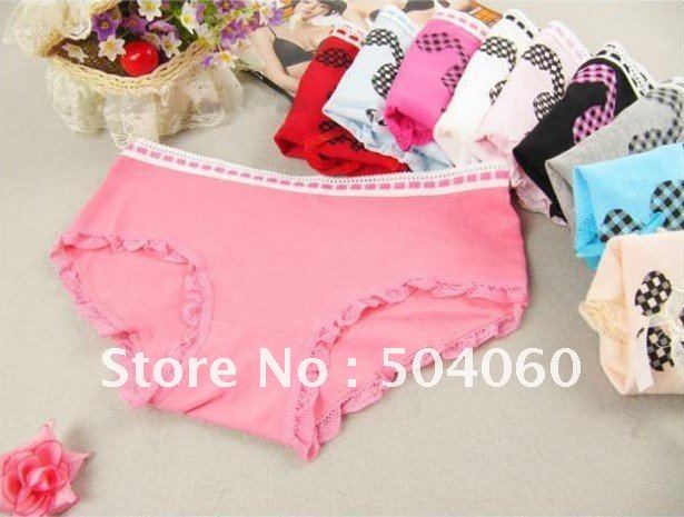 Free Shipping 10pcs/lot Women's Ladies Fashion New Sexy Cute Black Lace Modal Pure Cotton Shorts /Briefs /Underwear /Underpants