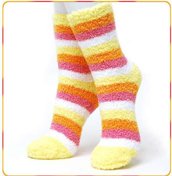 Free Shipping! 10pieces/lot Multicolour candy color stripe thickening towel socks thermal  floor socks female autumn and winter