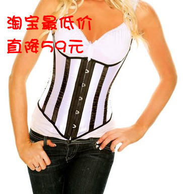 Free Shipping 11 royal tiebelt shaper slimming cummerbund vest belt clip black and white stripe fashion halter-neck shapewear