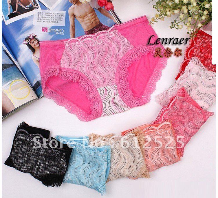 Free Shipping (12 pieces/lot) Sexy lace underwear low waist ladies underwear