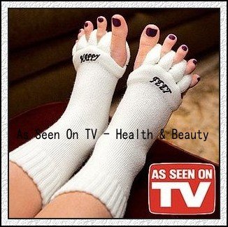 Free Shipping 120pairs/lot Happy Feet Foot Alignment Socks As Seen On TV Comfy Toes Sleeping Socks Massage Five Toe Socks