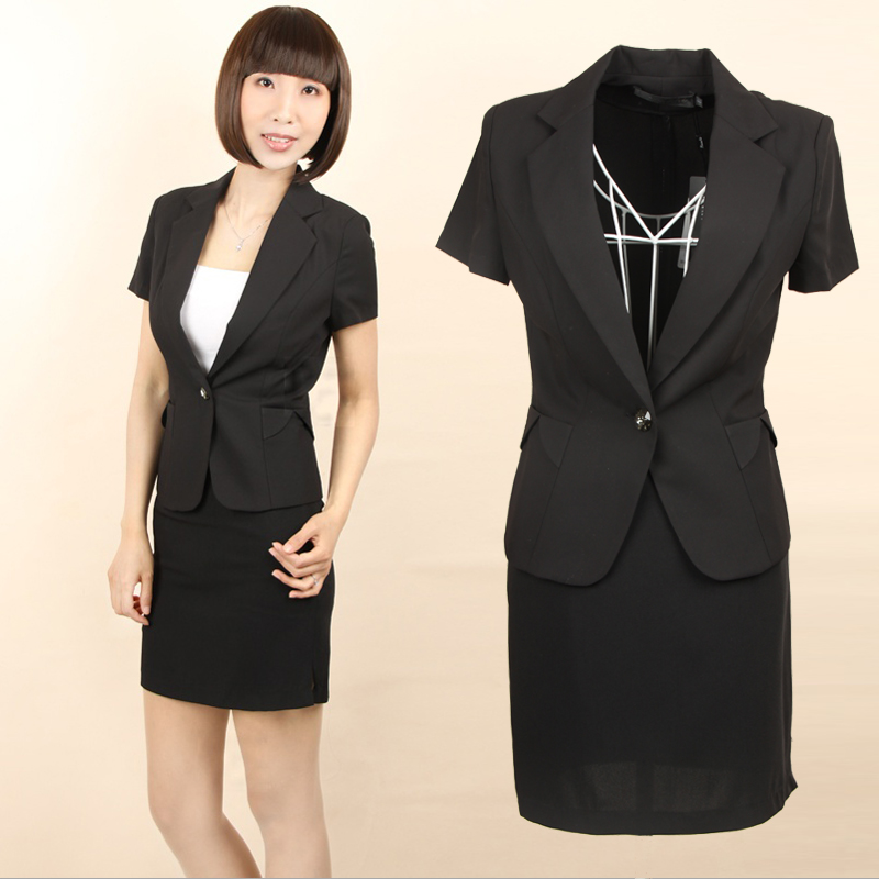 Free shipping 12c8055 work wear formal professional women's skirt front desk uniform skirt set female