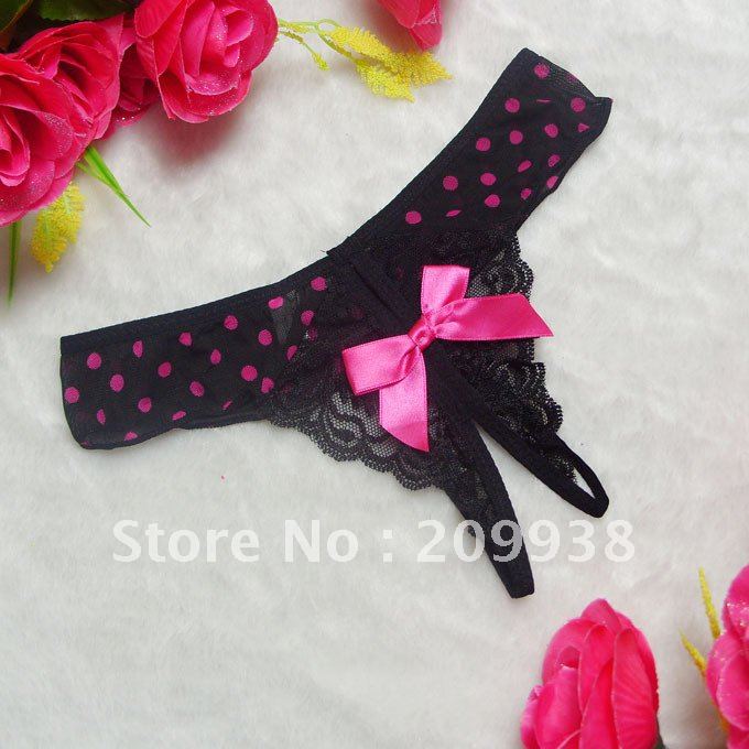 Free shipping 12pcs lace womens' sexy thongs, sexy lingerie, ladies' underwear with bowknot,wholesale