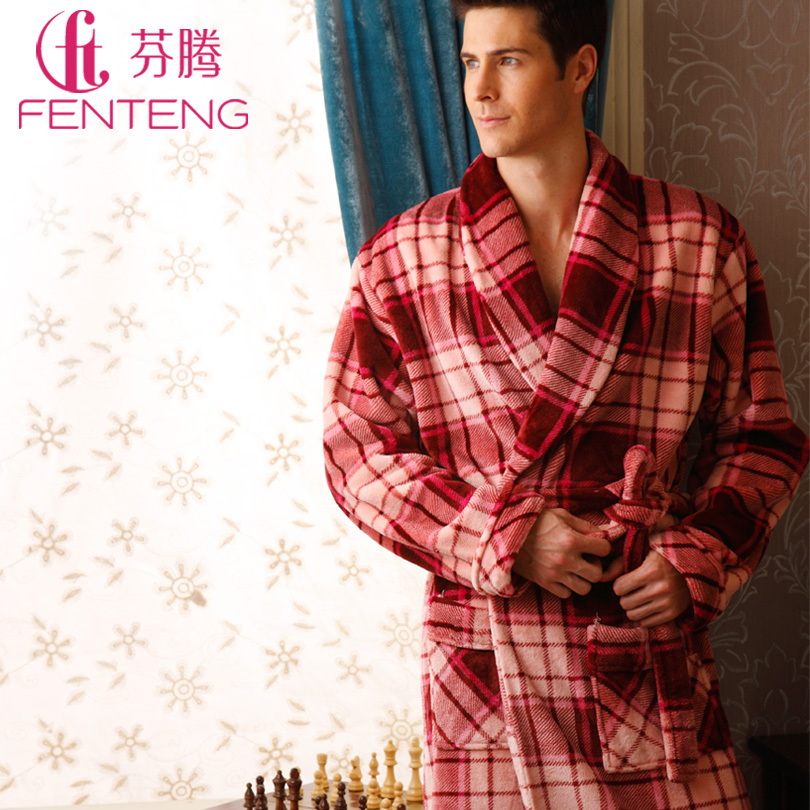 free shipping 149 sleepwear 2013 male comfortable casual thickening coral fleece lounge robe