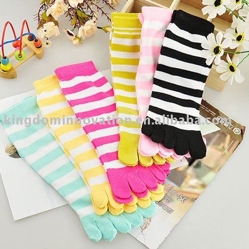 Free shipping-15pairs/lot,Candy striped toe socks,Women ,best-selling,