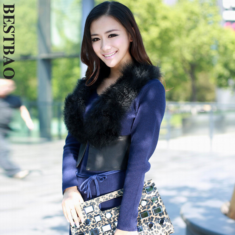 free shipping 1629 fashion short design sleeveless PU clothing vest quality fur collar new arrival bestbao female