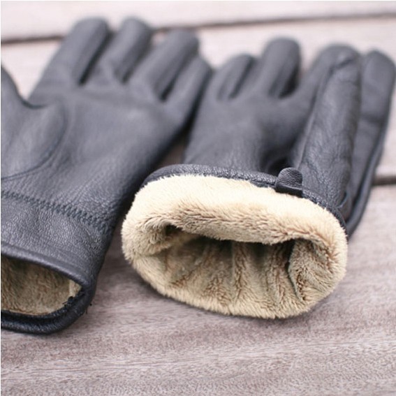 free shipping 1pair Male genuine leather gloves winter thermal men's sheepskin gloves male gloves thickening simple paragraph