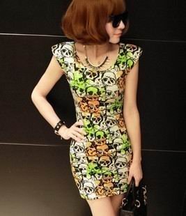 Free Shipping 1pc/lot women skull dress punk fashion dresses