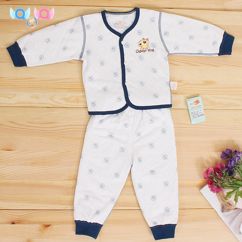 Free shipping 1pcs 100% cotton baby boy underwear set autumn newborn clothes 0-1 year old thermal sleepwear