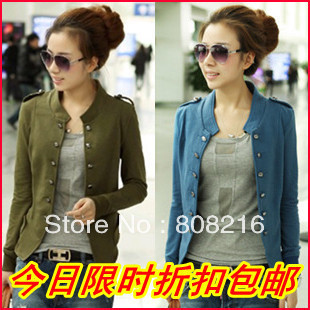 Free shipping 1pcs/lot Fashionable design 2012 women's  short design epaulette coat