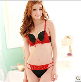 Free shipping (1set/lot) women's underwear Fashion  Brief Sets Explosive full lace DiaoZhengXing B cup breasts