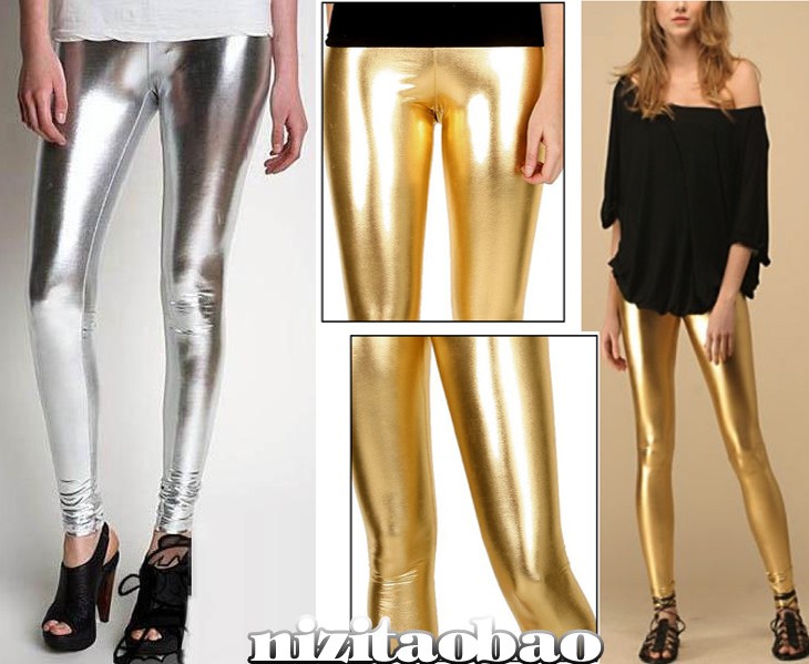 Free shipping 2 2012 autumn vivi elegant fashion personality gold pants leather pants female legging