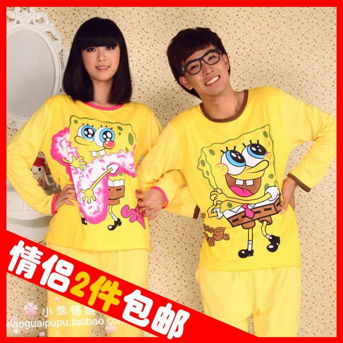 Free shipping! 2 autumn and winter cartoon lovers sleepwear long-sleeve set lounge 2502