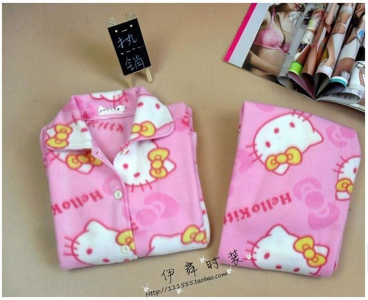 Free shipping! 2 in 1 new cute hello kitty pajamas,women pajamas,hello kitty sleep sets,5 colors, L XL XXL,wholesale 5 sets/lot