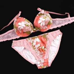 Free shipping! 2 ! single new arrival trend flower thick thin bra set underwear set