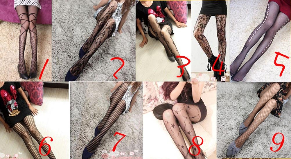 Free shipping (20 pcs a lot) mixed Black print circle pantyhose straipe lady socks jacquard weave sex stocks