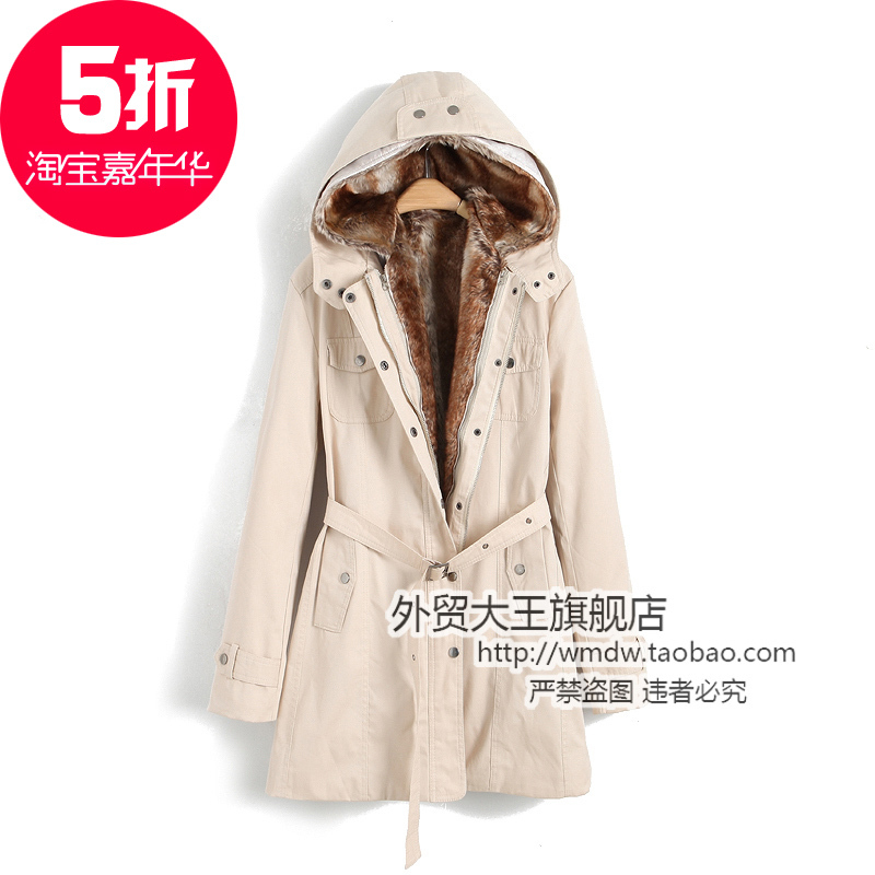 FREE SHIPPING 2011 autumn and winter hooded outerwear women's trench wool liner thickening wool overcoat slim ww2333