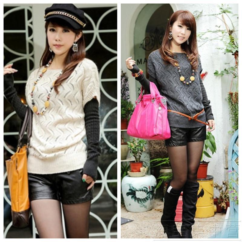 Free shipping! 2011 autumn slit neckline shirt cutout vest rabbit fur sweater outerwear