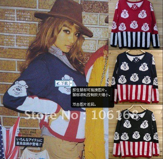 Free Shipping 2011 Bear Flag knitting sweater 404-8598 fight Figure coat jackets t shirts