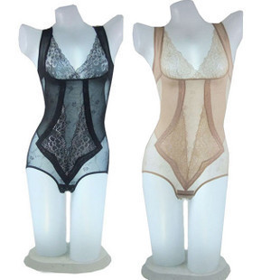 Free shipping 2011 collagen silk abdomen drawing back support triangle one piece slimming clothes 8971