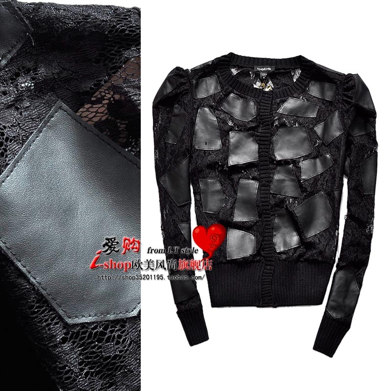 Free Shipping, 2011 full lace patchwork leather slim short jacket 08565-j