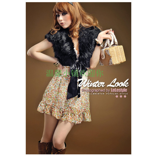 FREE SHIPPING! 2011 fur vest cape outerwear female short design