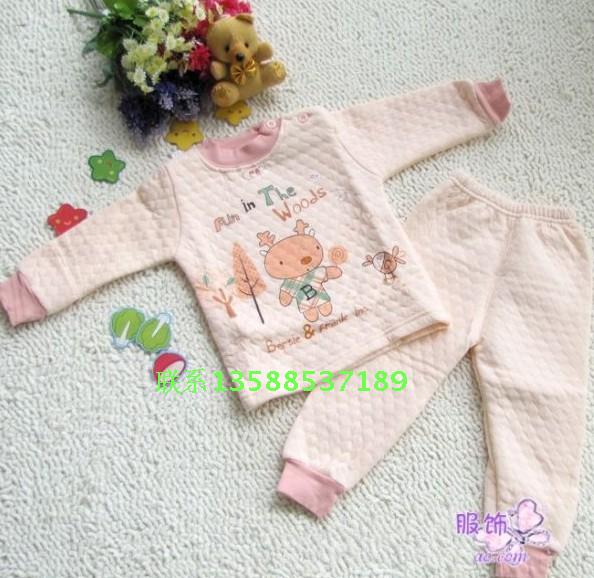 free shipping 2011 infant children autumn and winter thermal underwear set 100% cotton beam unisex underwear 3766