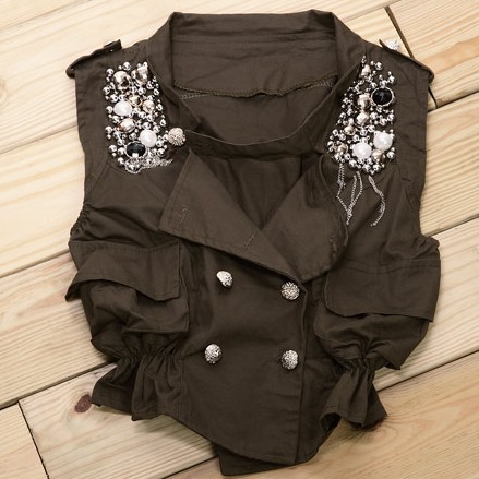 Free Shipping, 2011 rhinestone silver beads vest outerwear 118099