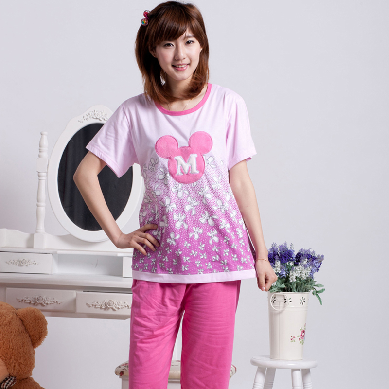 Free shipping! 2011 summer new arrival MICKEY 100% cotton sleepwear set short-sleeve women's sleepwear lounge