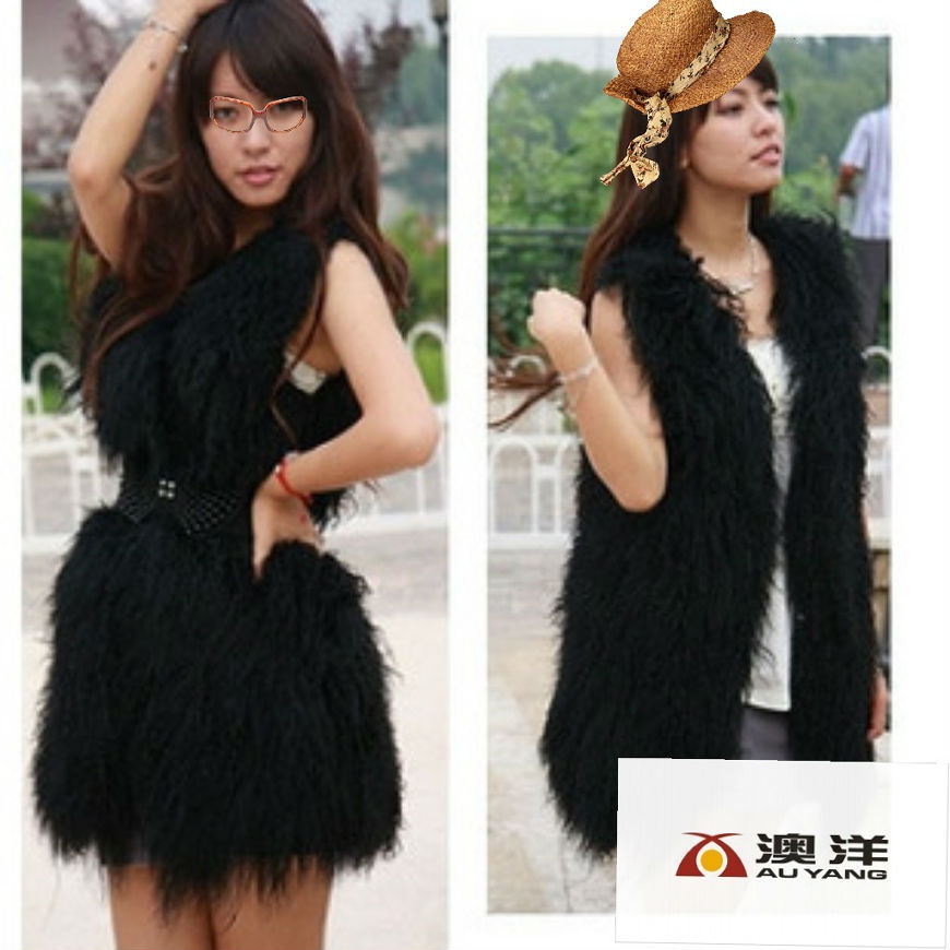 FREE SHIPPING! 2011 tan vest waistcoat rabbit fur short design fur coat fox fur vest female