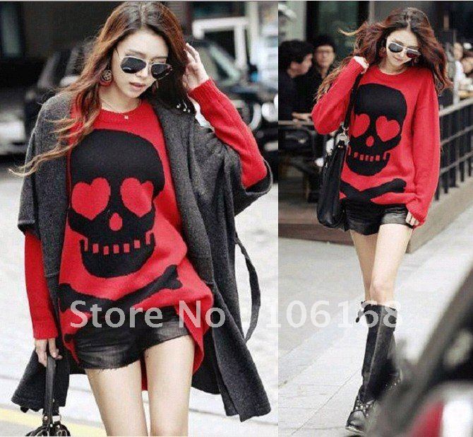 Free Shipping 2011 Wild style skull and crossbones knit sweater 404-8601 coat jackets t shirts