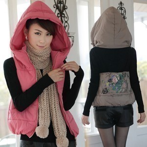 Free Shipping 2011 winter women's with a hood short design outerwear vest cotton vest cotton vest wadded jacket