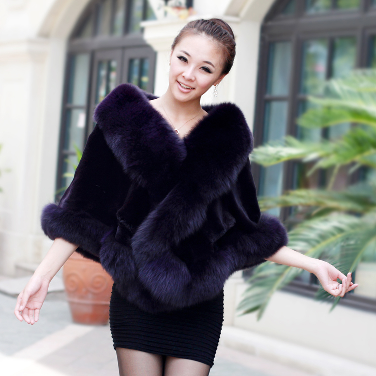 Free shipping 2011 women's fox fur cape rex rabbit plush fur women's outerwear 2