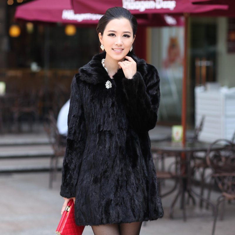 free shipping 2012 2012 marten overcoat fight mink outerwear medium-long women's fur