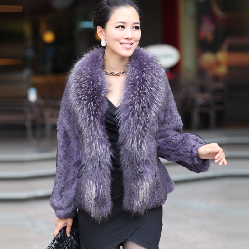 free shipping 2012 2012 rabbit fur coat Women fur collar women's fur coat