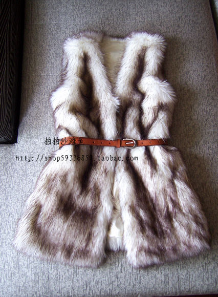 free shipping 2012 all-match faux fur wool fox fur medium-long plush fleece vest pocket vest