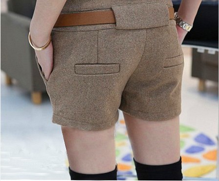 Free shipping 2012 all-match personality slim woolen slim shorts send strap women's winter pants 3 colors 4 size