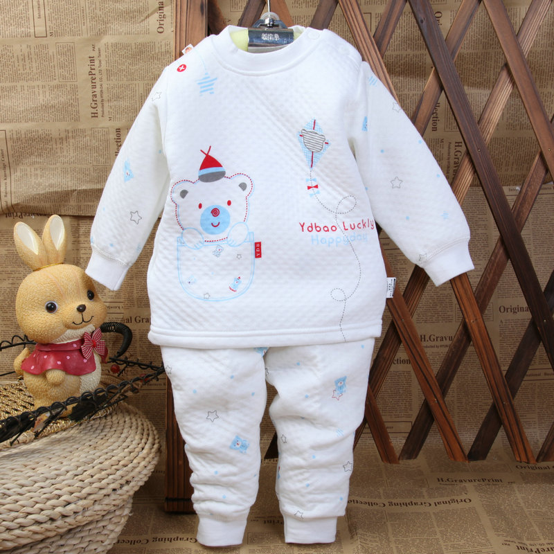 Free Shipping 2012 aloe child underwear thermal set male female child autumn and winter clip wire thickening set y1477