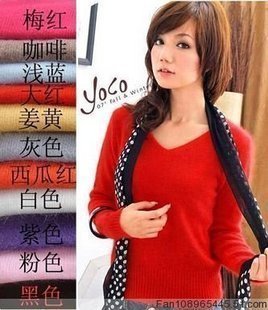 Free shipping, 2012 autumn all-match V-neck knitted sweater basic shirt sweater outerwear