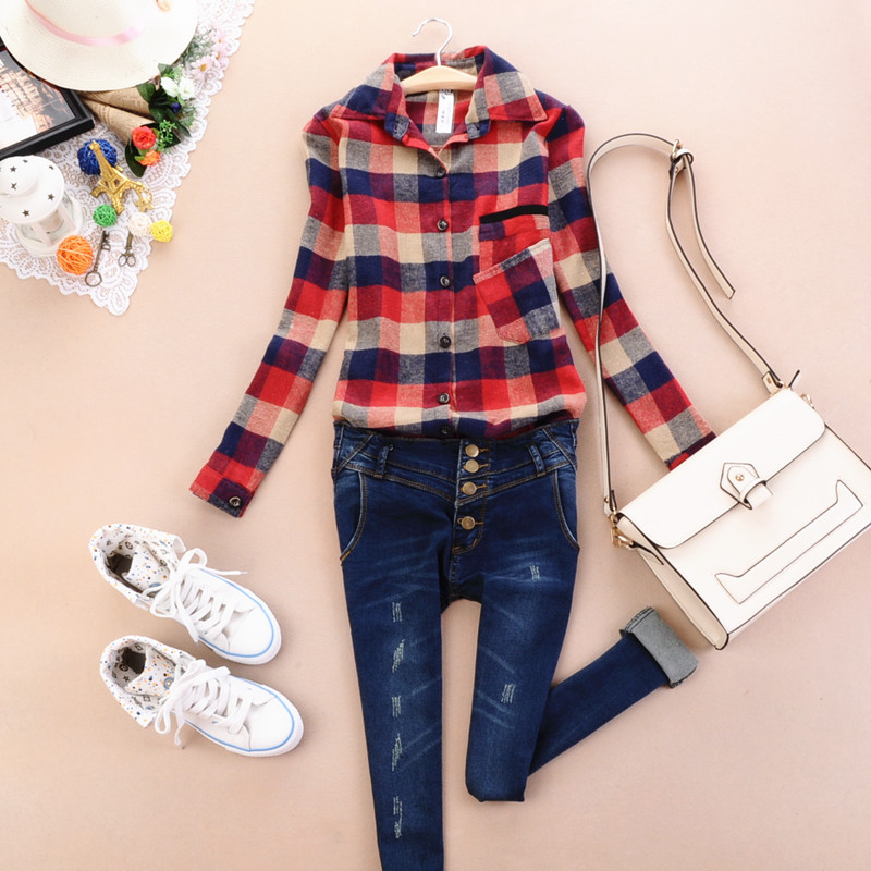 Free shipping 2012 autumn and winter all-match new arrival casual plaid shirt