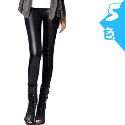 Free Shipping 2012 Autumn and Winter Ankle Length Legging Matte Leather Pants Female Slim Faux Leather Plus Size Elastic Legging