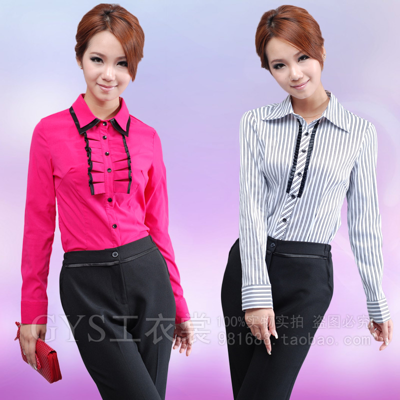 Free shipping 2012 autumn and winter black and white stripe ol work wear women's set skirt work wear female long-sleeve