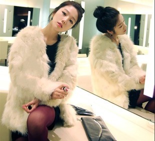 Free shipping 2012 autumn and winter fashion street long design overcoat fur coat