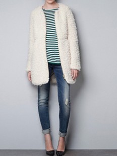 Free Shipping 2012 autumn and winter Fashion women's overcoat outerwear white color