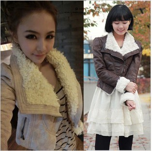 Free shipping 2012 autumn and winter hot-selling chamois berber fleece wool motorcycle leather clothing