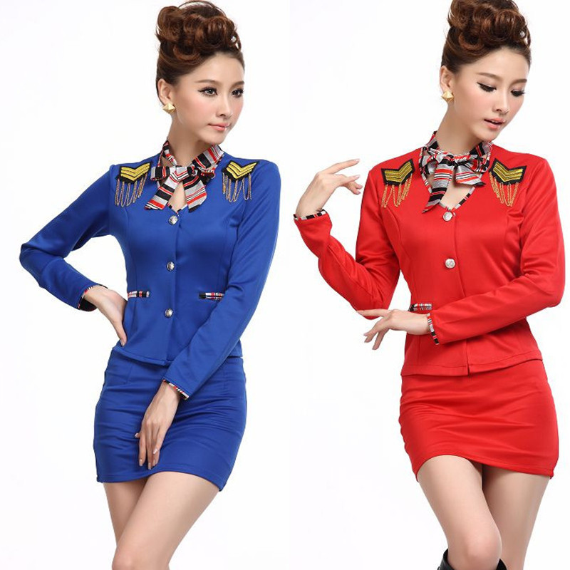 Free shipping 2012 autumn and winter long-sleeve stewardess clothing work wear sauna, work wear ktv work clothes