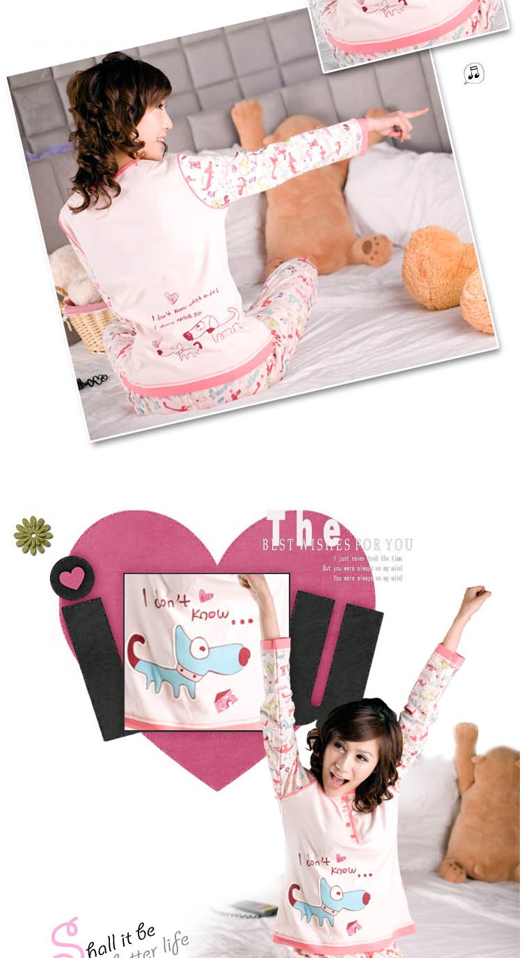 free shipping 2012 autumn and winter long-sleeved pajamas  female models cute knife dog cotton pajamas pajamas for women