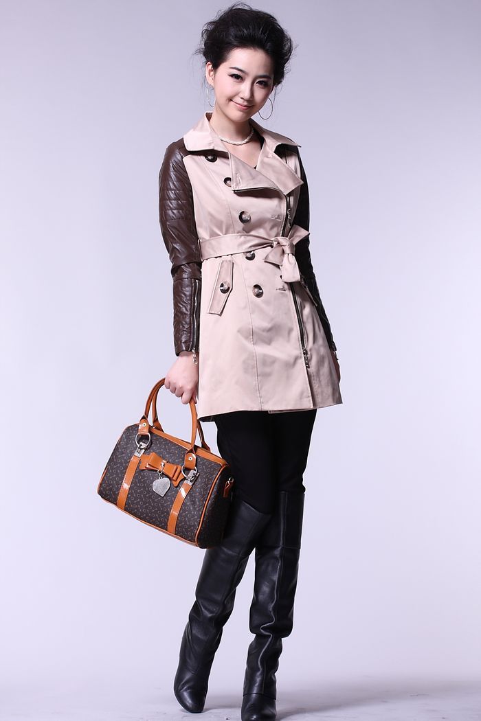 Free shipping 2012 autumn and winter medium-long PU unique outerwear 1503